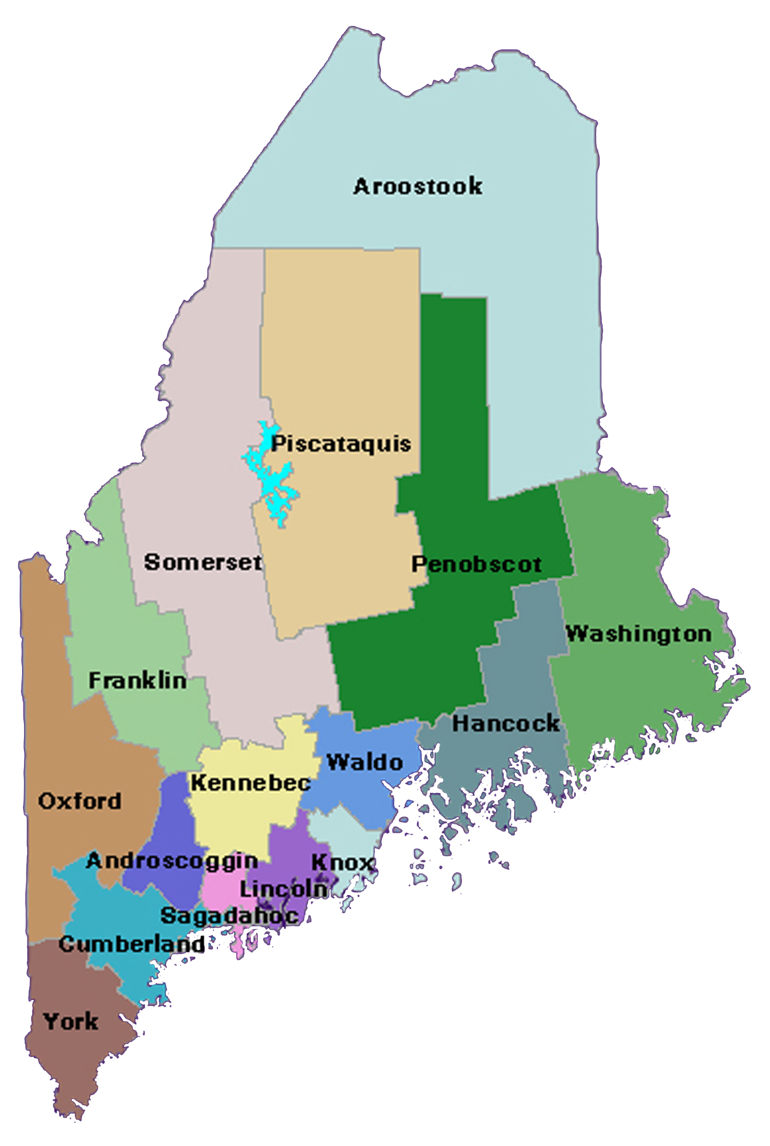 Maine's 16 Counties. 